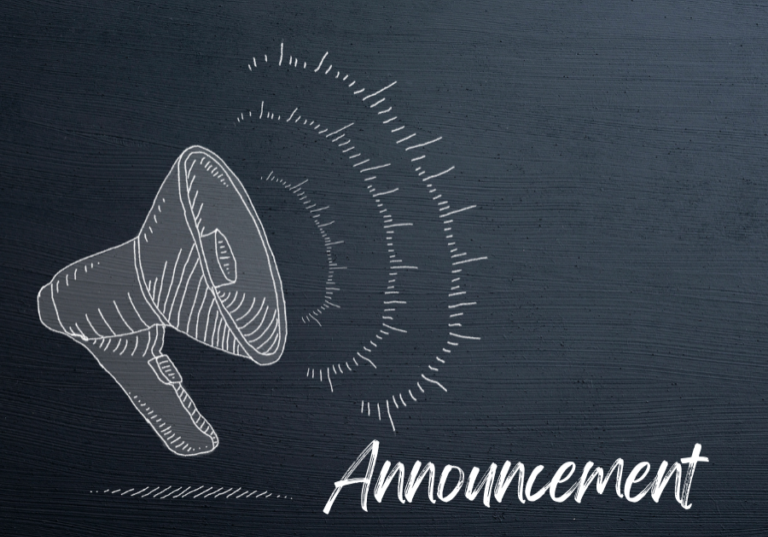 Graphic depicting bullhorn with text saying "Announcement"