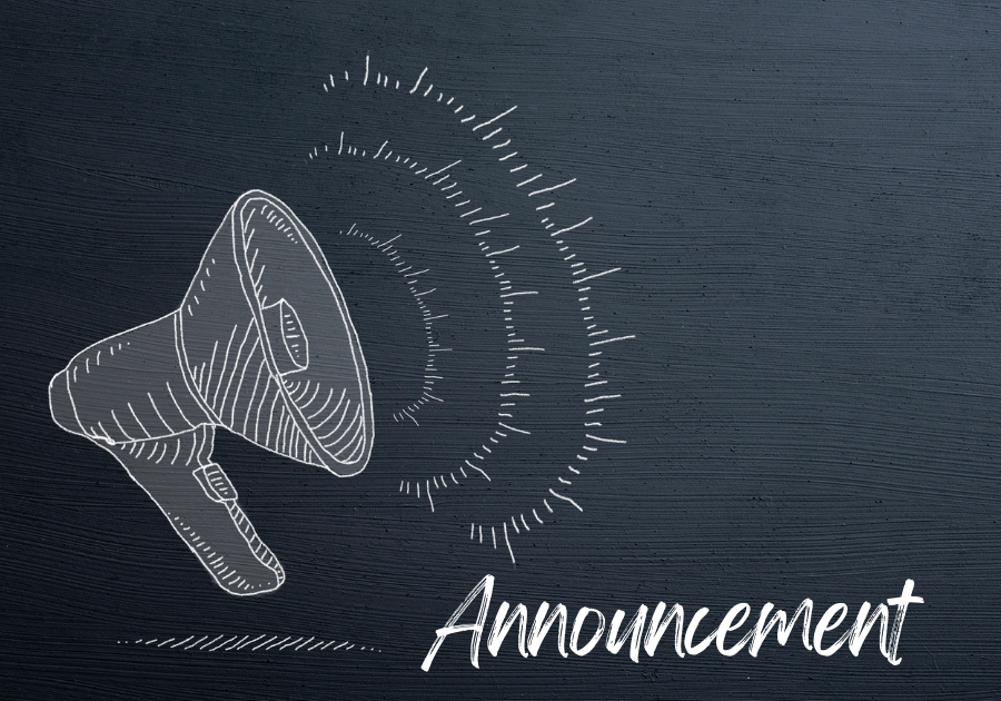 Graphic depicting bullhorn with text saying "Announcement"